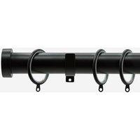New Edge Blinds Matt Black 28mm Stud Fixed Length Metal Curtain Pole in Jet Black | Size: 90 cm