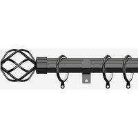 New Edge Blinds Black Nickel 28mm Cage Fixed Length Metal Curtain Pole | Size: 80 cm