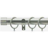 New Edge Blinds Brushed Steel 28mm End Cap Fixed Length Metal Curtain Pole in Silver | Size: 270 cm