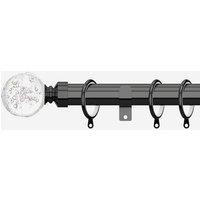 New Edge Blinds Black Nickel 28mm Glass Bubbles Fixed Length Metal Curtain Pole | Size: 310 cm