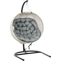 OUTSUNNY Hanging Egg Chair Outdoor Indoor Swing Chair, Folding Basket in Grey