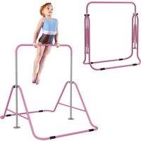 HOMCOM Kids Gymnastic Bar w/ Adjustable Height, Foldable Training Bar in Pink