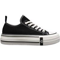 IVACHY Women's Fashionable Platform Canvas Sneakers Classic Casual Thick-Soled Shoes in Black | Size: 6