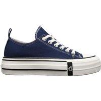 IVACHY Women's Fashionable Platform Canvas Sneakers Classic Casual Thick-Soled Shoes in Navy | Size: 6