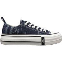 IVACHY Women's Fashionable Platform Canvas Sneakers Classic Casual Thick-Soled Shoes in Dark Navy | Size: 5