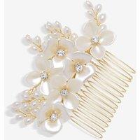 Jon Richard Women's Gold Plated White Floral & Crystal Hair Comb