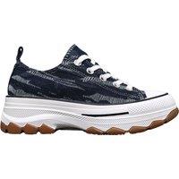 IVACHY Women's Low Top Canvas Casual Comfy Daily Wear Chunky Flatform Wedge Trainers in Mid Navy | Size: 3