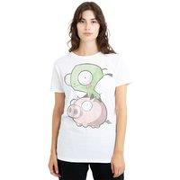 Paramount Home Entertainment Men's Invader Zim Gir & Pig T-Shirt, White | Size: Small