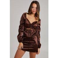Pink Vanilla Women's Tie Front Bodycon Dress in Chocolate | Size: 8