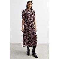 Cutie London Women's Floral Print Midi Dress in Black | Size: 8