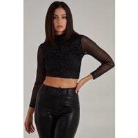 Pink Vanilla Women's Sparkle Long Sleeve Top in Black | Size: Small