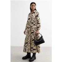 Cutie London Women's Relaxed Fit Printed Midi Shirt Dress in Cream | Size: 10
