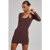 Pink Vanilla Women's Aysmmetric Cut Out Shoulder Dress in Chocolate | Size: 6