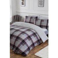 OHS Check Teddy Duvet Cover with Pillowcase Set in Grey | Size: Double