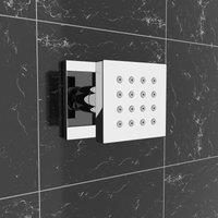 Nes Home Single Square Chrome Plated Brass Shower Bath Body Massage Jet in Metallic Silver