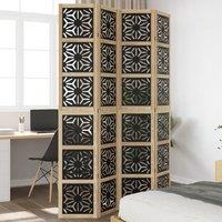 Room Divider 4 Panels Brown and Black Solid Wood Paulownia