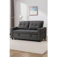More4Homes Hudson 2-Seater Sofa Bed Linen Fabric with Cup Holders in Grey