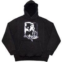 Tupac Shakur Spray Photo Pullover Stone Wash Hoodie in Grey | Size: Large