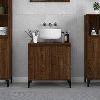 Berkfield Home Sink Cabinet Brown Oak 58x33x60 cm Engineered Wood | Size: 58 x 33 x 60 cm