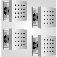 Nes Home 4 x Chrome Square Bathroom Shower Mixer Massage Body Jets in Metallic Silver