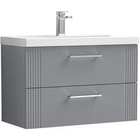 Balterley Wall Hung 2 Drawers Vanity Unit - Mid-Edge Basin 800mm, Satin Grey