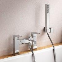 Nes Home Chrome Basin Mono & Bath Shower Filler with Hand Held Tap Set in Silver