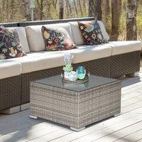 OUTSUNNY Garden Outdoor Rattan Corner Sofa, Single Sofa, Coffee Table in Grey
