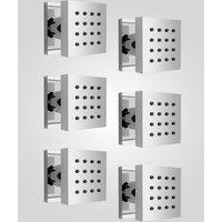 Nes Home 6 x Chrome Square Bathroom Shower Mixer Massage Body Jets in Metallic Silver