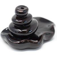 KDMD Back Flow Incense Burner - Large Pebbles into Pool in Black