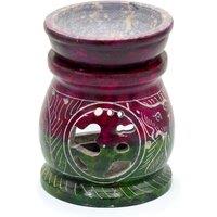 KDMD Small Coloured Soapstone Oil Burner 8cm - Om & Elephant