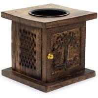 KDMD Large Mango Box Burner - Tree of life in Brown