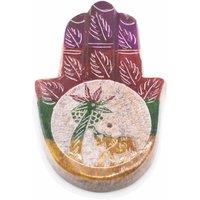 KDMD Soapstone Hamsa Incense Holder 9x6cm - Elephant & Palm | Size: 9x6 cm
