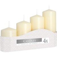 KDMD Set of 4 Pillar Candles 50mm (11/16/22/33H) - Ivory in White