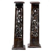 KDMD Tapered Incense Tower Washed Des2 - Mango Wood in Black