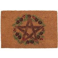 KDMD Natural Winter Solstice Pentagram Doormat in Brown | Size: 40 cm x 60 cm