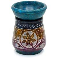KDMD Small Coloured Soapstone Oil Burner 8cm - Flower
