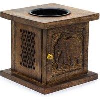 KDMD Large Mango Box Burner - Elephant in Brown