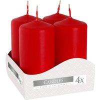 KDMD Set of 4 Pillar Candles 40x80mm - Red