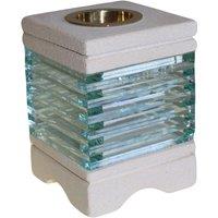 KDMD Stone Oil Burner - Square Glass Brick in White
