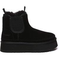 EverAu Australia Women's Real Wool Shoveler Leather Platform Short Chelsea Boots with EVA Sole in Black | Size: 7
