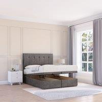 Sloomy Highbury Naples Fabric Ottoman Bed End Opening With Sprung Memory Mattress & 26 Inch strut Headboard in Dark Grey | Size: Single