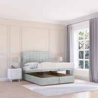 Sloomy Kansas Naples Fabric Ottoman Bed End Opening With Sprung Memory Mattress & 26 Inch strut Headboard in Silver | Size: Single