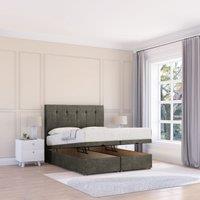 Sloomy Highbury Dumfries Fabric Ottoman Bed End Opening With Sprung Memory Mattress & 26 Inch strut Headboard in Dark Grey | Size: Single