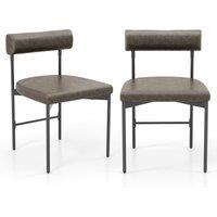 Costway Dining Chair Set of 2 Faux Leather Upholstered Kitchen Side Chair in Grey