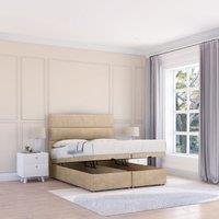 Sloomy Texas Coniston Fabric Ottoman Bed End Opening With Sprung Memory Mattress & 26 Inch strut Headboard in Cream | Size: Super King