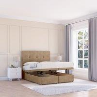 Sloomy Jasmine Naples Fabric Ottoman Bed End Opening With Sprung Memory Mattress & 26 Inch strut Headboard in Light Brown | Size: Super King