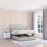 Sloomy Jasmine Naples Fabric Ottoman Bed End Opening With Sprung Memory Mattress & 26 Inch strut Headboard in Silver | Size: Super King