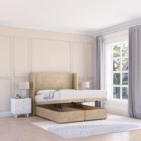 Sloomy Devonshire Conistan Fabric Ottoman Bed End Opening With Sprung Memory Mattress & 54 Inch Floorstanding Headboard With Wings | Size: Super King