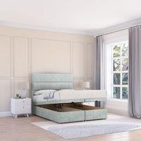 Sloomy Texas Naples Fabric Ottoman Bed End Opening With Sprung Memory Mattress & 26 Inch strut Headboard in Silver | Size: Super King