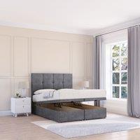 Sloomy Jasmine Coniston Fabric Ottoman Bed End Opening With Sprung Memory Mattress & 26 Inch strut Headboard in Dark Grey | Size: Super King